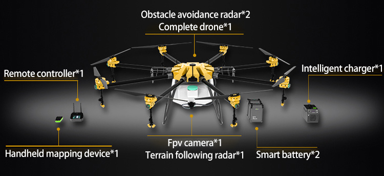 Durable Heavy Lift 72L Uav Sprayer 7075 Aviation Aluminum Carbon Fiber Stainless Steel Fastener 75kg Payload Spreader 8 Axis Agricultural Drone