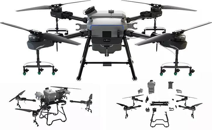 30L Large Capacity Agricultural Crop Sprayer Drone with 45kg Payload Spreader