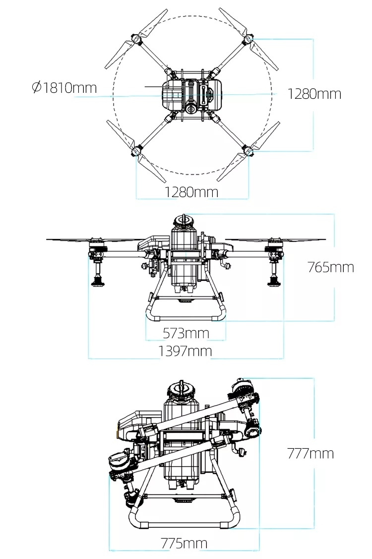 20L Pesticide Spray Uav Crop Sprayer Drone Frame Agriculture Spraying Drone Frame