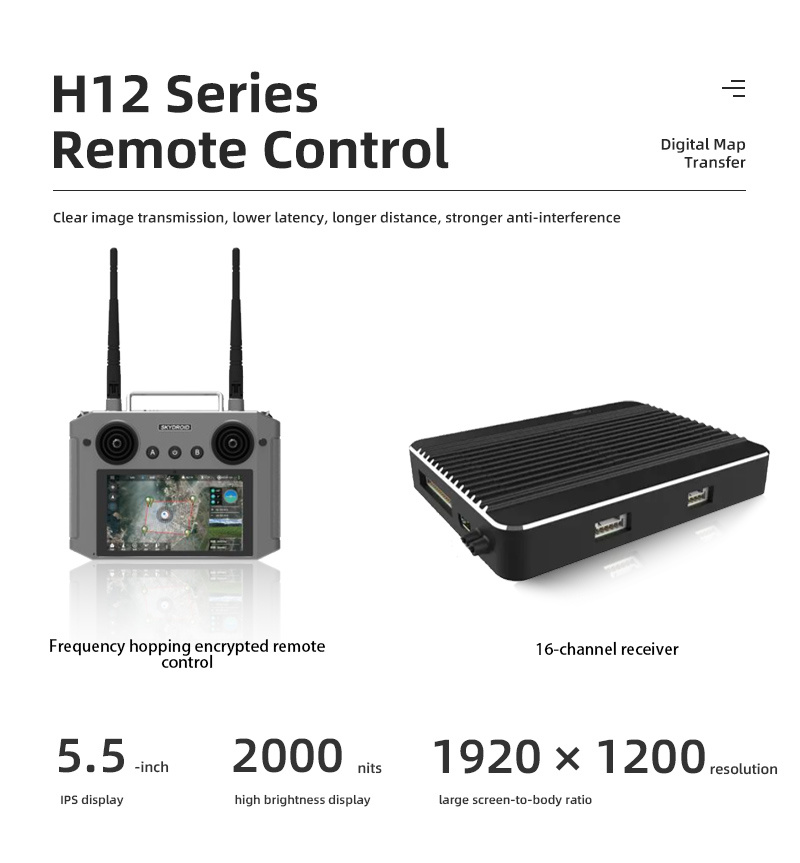 16 Channel Receiver Frequency Hopping Encrypted Remote Control 5.5 Inch IPS Display Transportation 30kg Payload Drone with 70 Minutes No Load Endurance