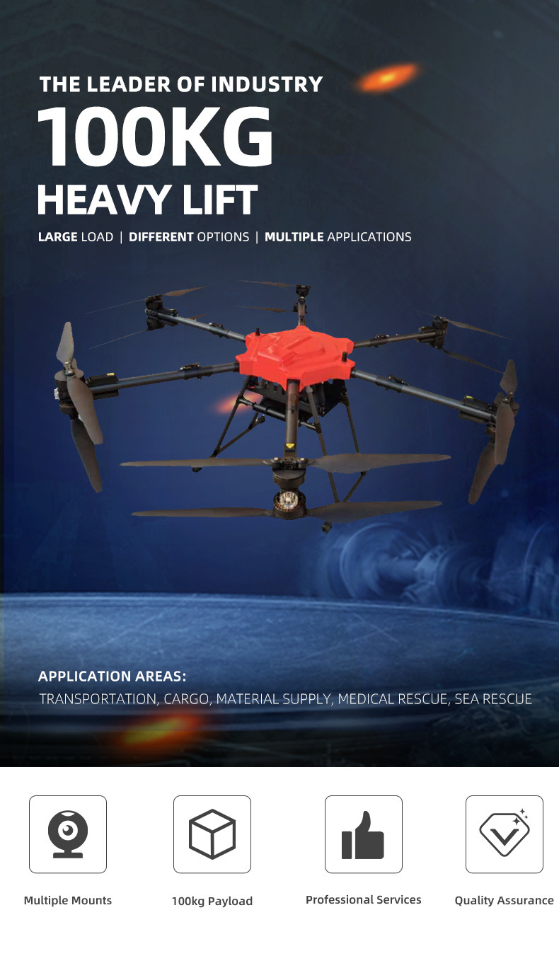 Long Endurance 90 Minutes No Load Stable Autonomous Flight 12 Rotors Cargo Drone for Delivery