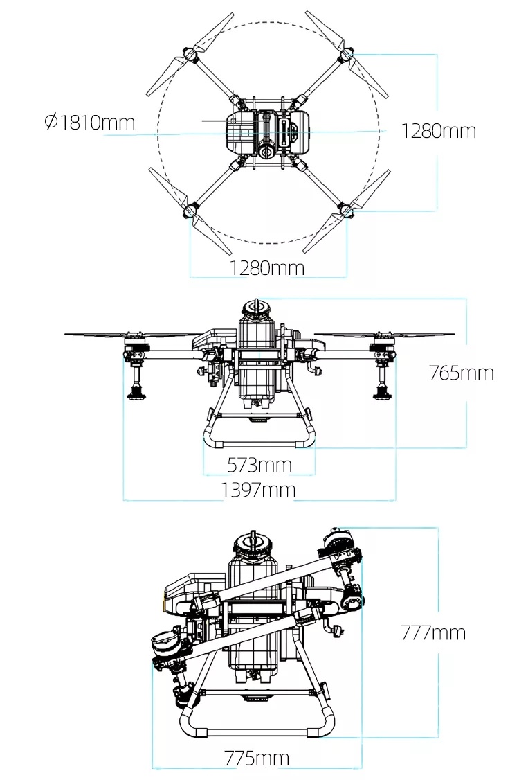 Easy to Assemble Suspended Plant Protection Farm Sprayer Uav Frame Platform Remote Control GPS Agricultural Pesticide Spraying Frame Drone with IP65 Waterpfoof