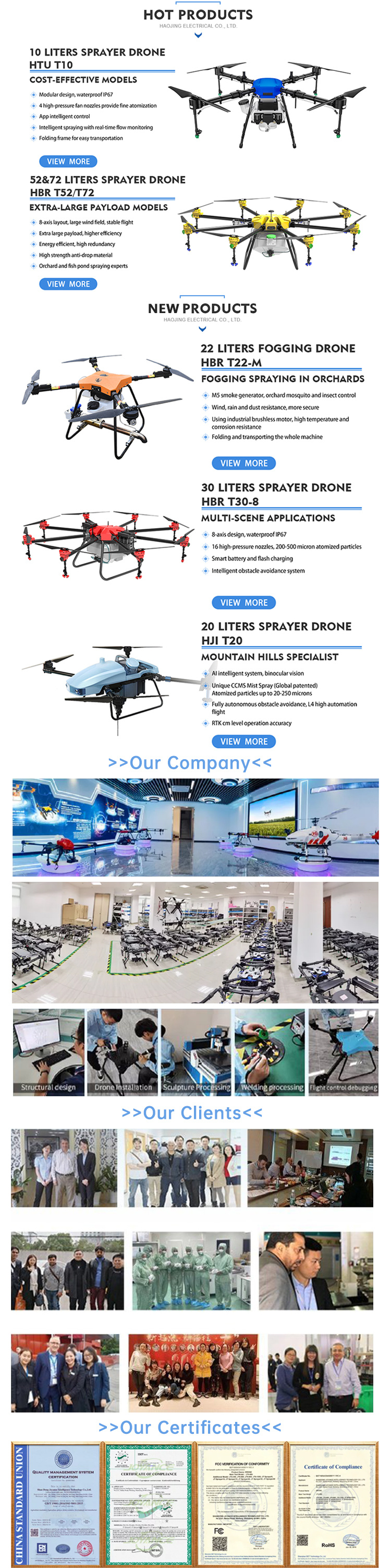 Low Consumption 10L Rtk Payload Disinfection Intelligent Spraying Drone for Pesticides Crop Spraying