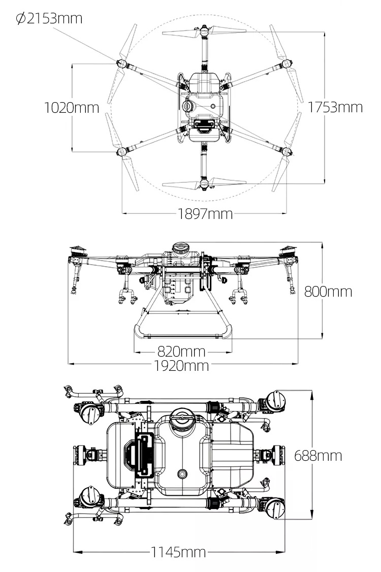 Large Volume Discount Easy to Assemble! 30L Large Capacity Agricultural Sprayer Drone Rack Uav Frame for Plant Protection Crop Spraying