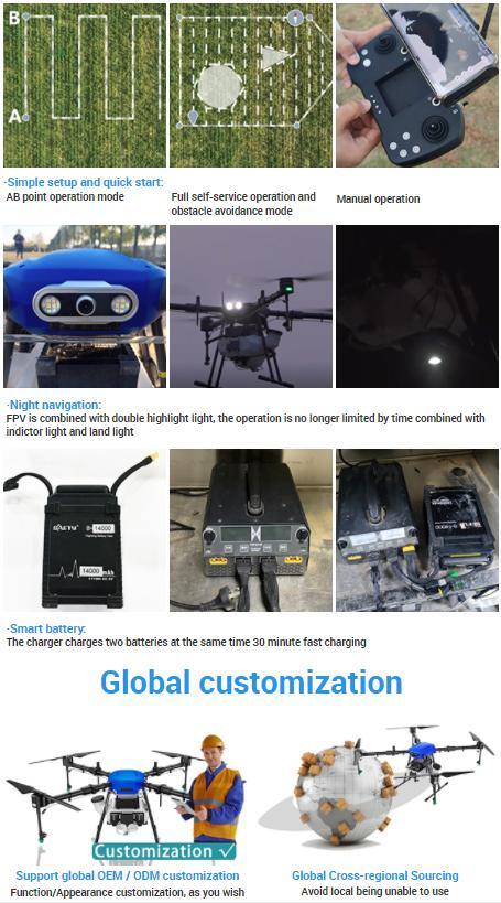 China Best Sale 10L Payload Remote Control Drone with 3 High Precision Radar
