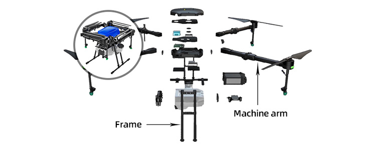 Drone Frame 4-Axis 10L Agricultural Plant Protection Machine Carbon Fiber Frame 10kg Load Drone Spraying